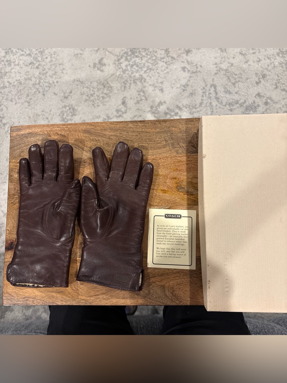 Vintage Coach Brown Leather Shearling Gloves 100% Shearling 6 1/2